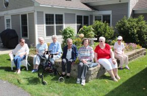 Residents enjoy sitting outside during nice weather